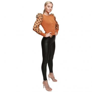 caramel-cardigan-soft-knit-shimmer-spotty-sleeves-bulk