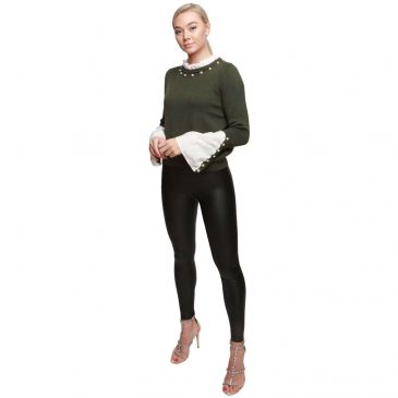 khaki-frill-collar-jumper-sleeve-shirt-details-embellished-diamond-bulk