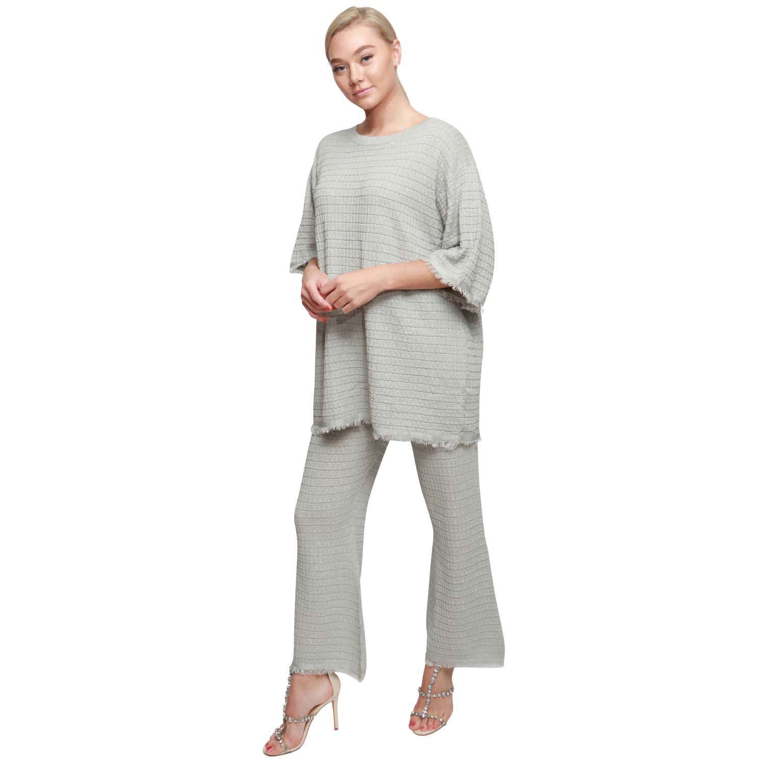 Grey Lounge Set Midi Sleeve Lurex Fabric (Bulk)