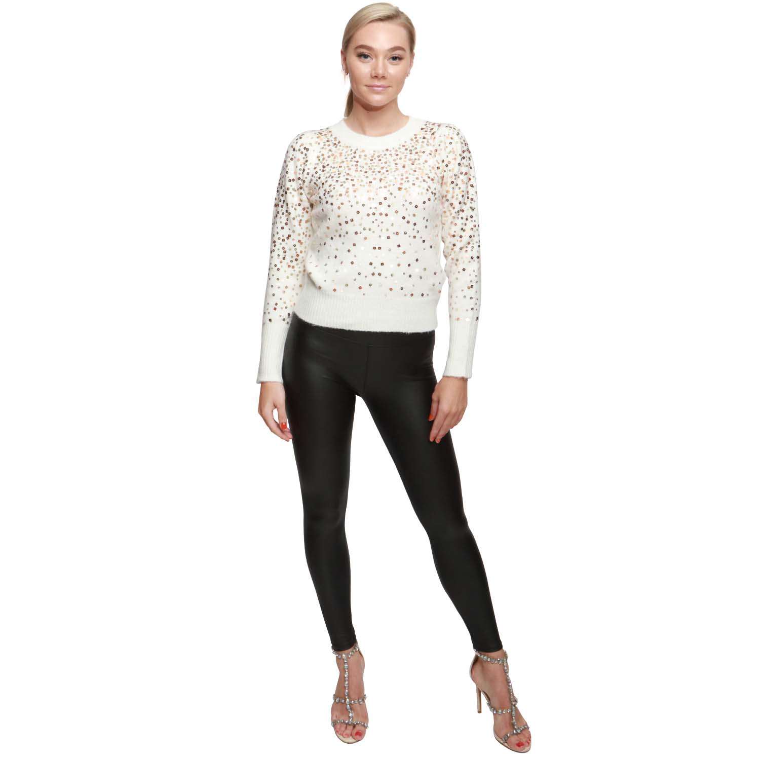 White Jumper Soft Knit Sequins All Over (Single)
